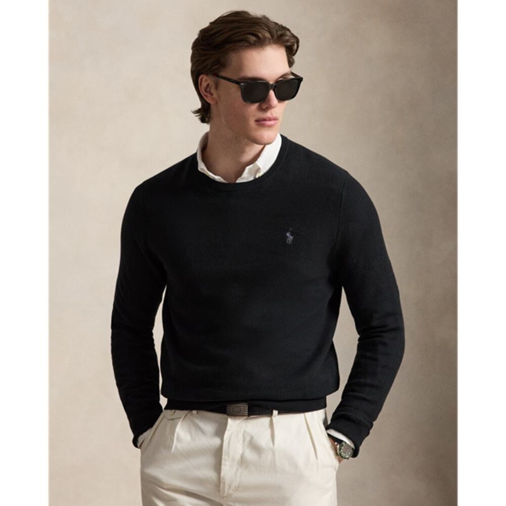 Polo Ralph Lauren Men's Medium Black Cotton Crew Neck Sweater Quiet Luxury T5-10